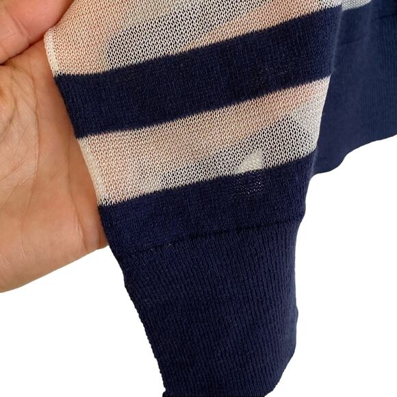 Charming Charlie blue white nautical stripe dolman short sleeve sweater large - Picture 8 of 11